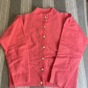Pink Knit Button-down Sweater